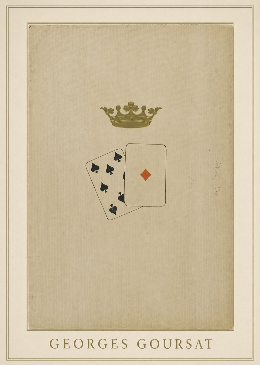 Georges Goursat Crown and Playing Cards No3 - Juliste