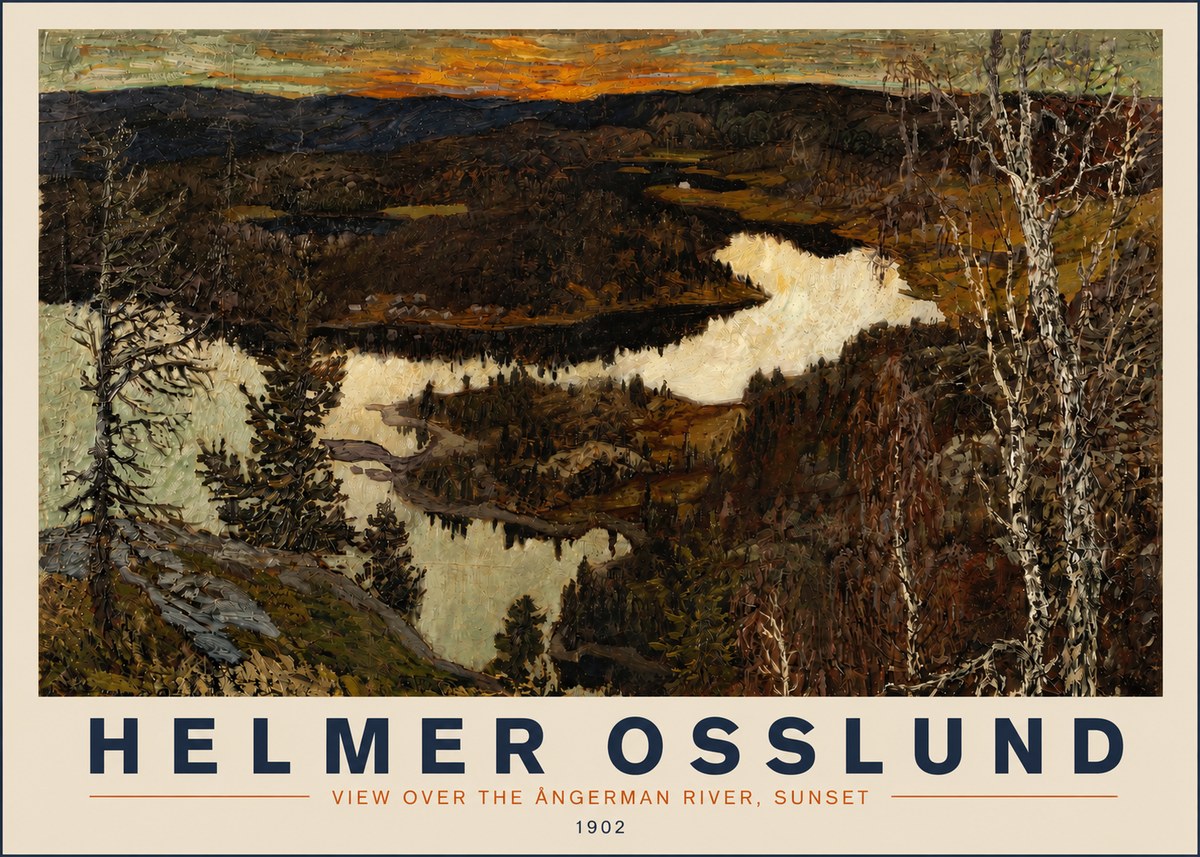 Helmer Osslund View over the Angerman River, Sunset No3 - Juliste