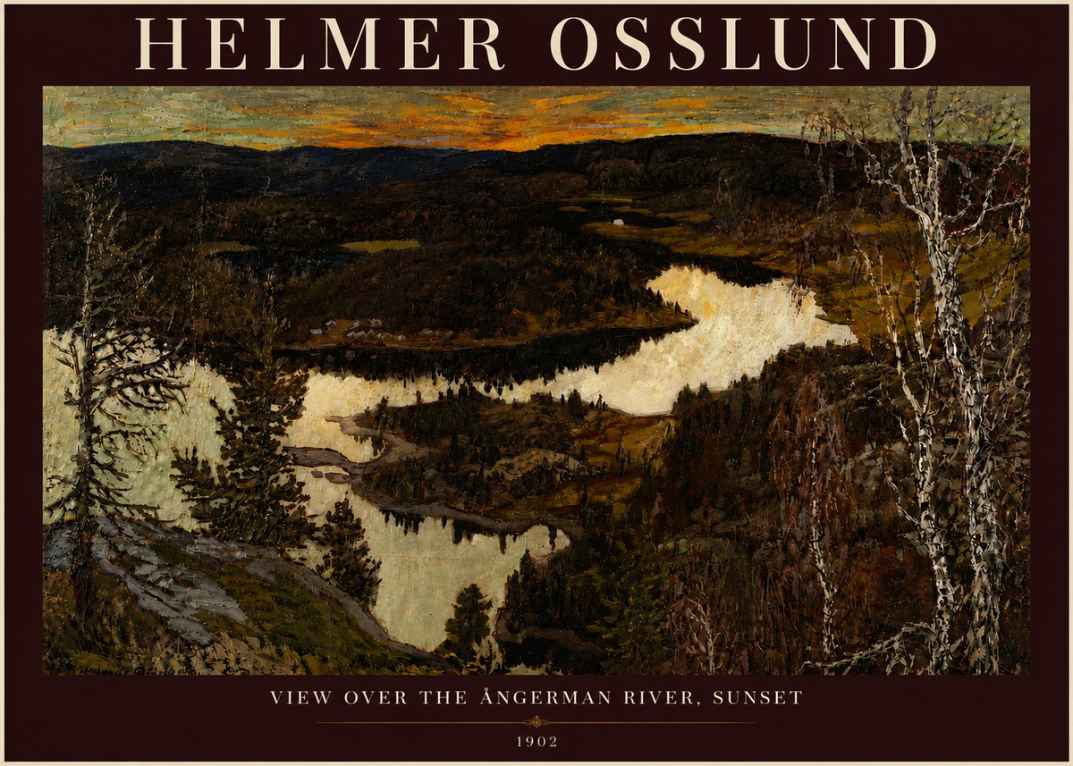 Helmer Osslund View over the Angerman River, Sunset No4 - Juliste