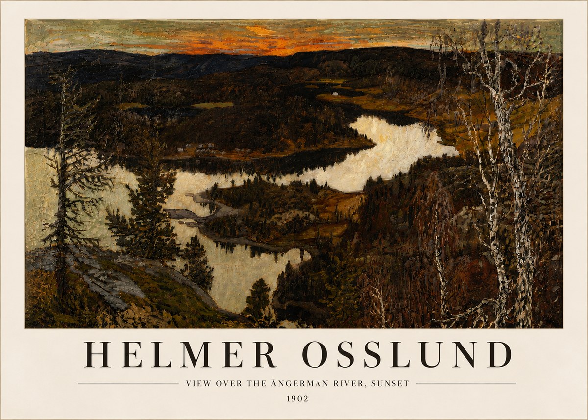 Helmer Osslund View over the Angerman River, Sunset No6 - Juliste