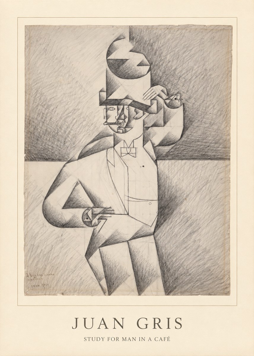 Juan Gris Study for Man in a Café No4 - Juliste