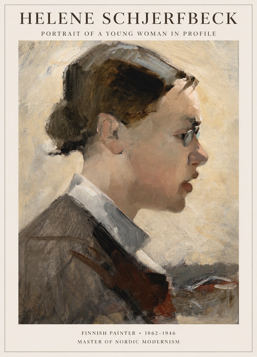 Helene Schjerfbeck Portrait of a Young Woman in Profile No1 - Juliste