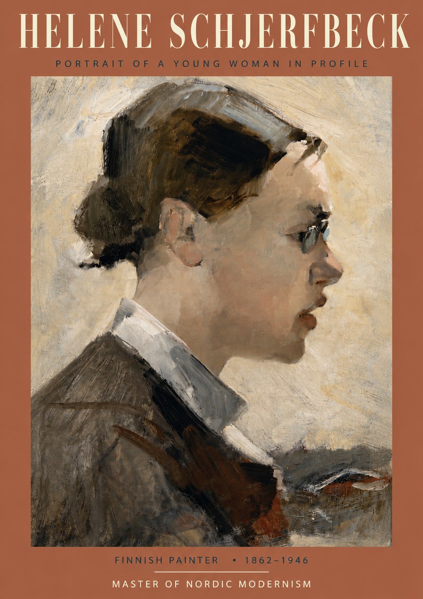 Helene Schjerfbeck Portrait of a Young Woman in Profile No5 - Juliste