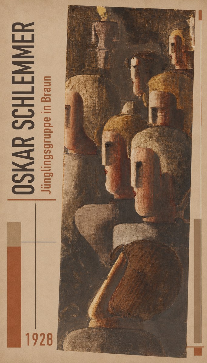 Oskar Schlemmer Jünglingsgruppe in Braun No2 - Juliste