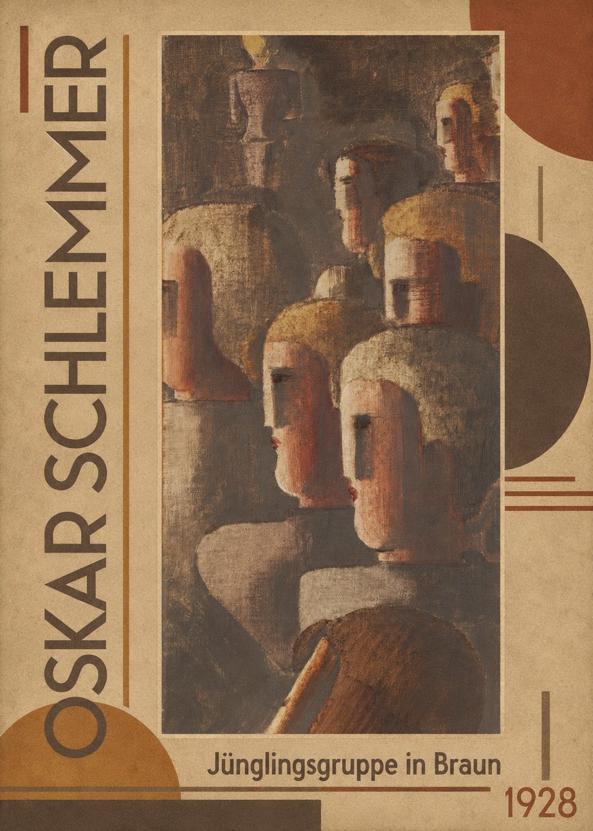 Oskar Schlemmer Jünglingsgruppe in Braun No3 - Juliste