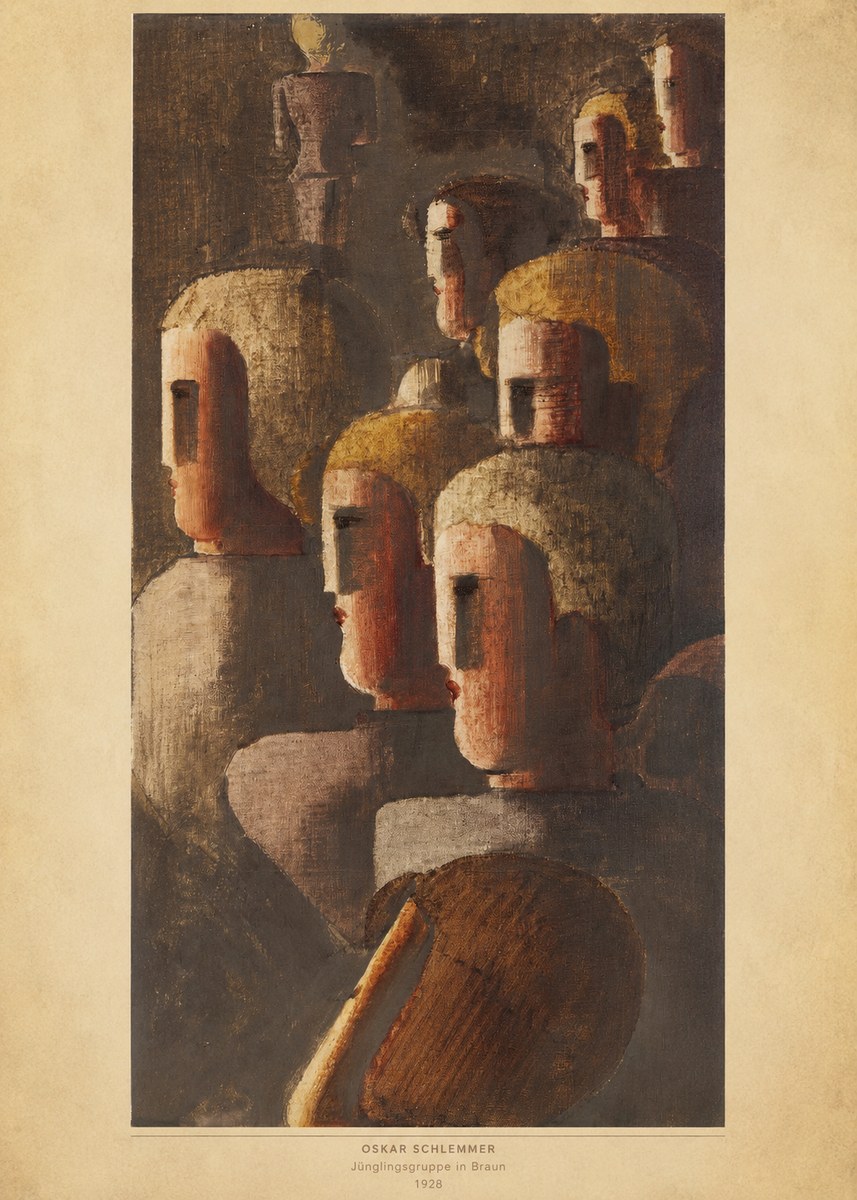 Oskar Schlemmer Jünglingsgruppe in Braun No4 - Juliste