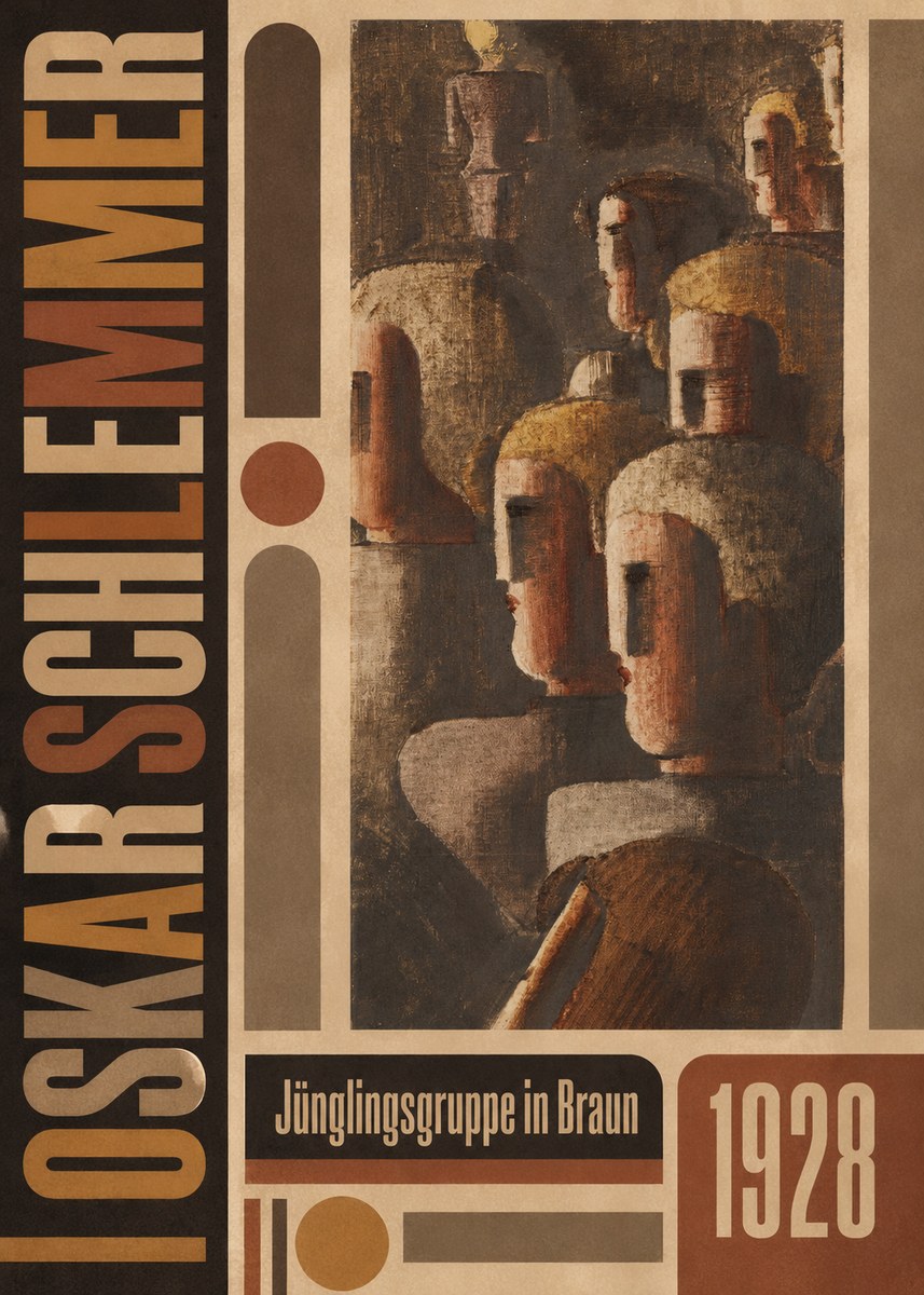 Oskar Schlemmer Jünglingsgruppe in Braun No5 - Juliste