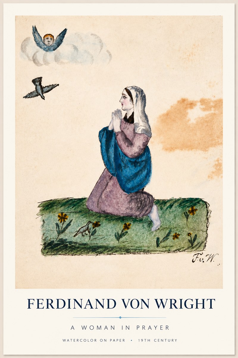 Ferdinand von Wright A Woman in Prayer No1 - Juliste