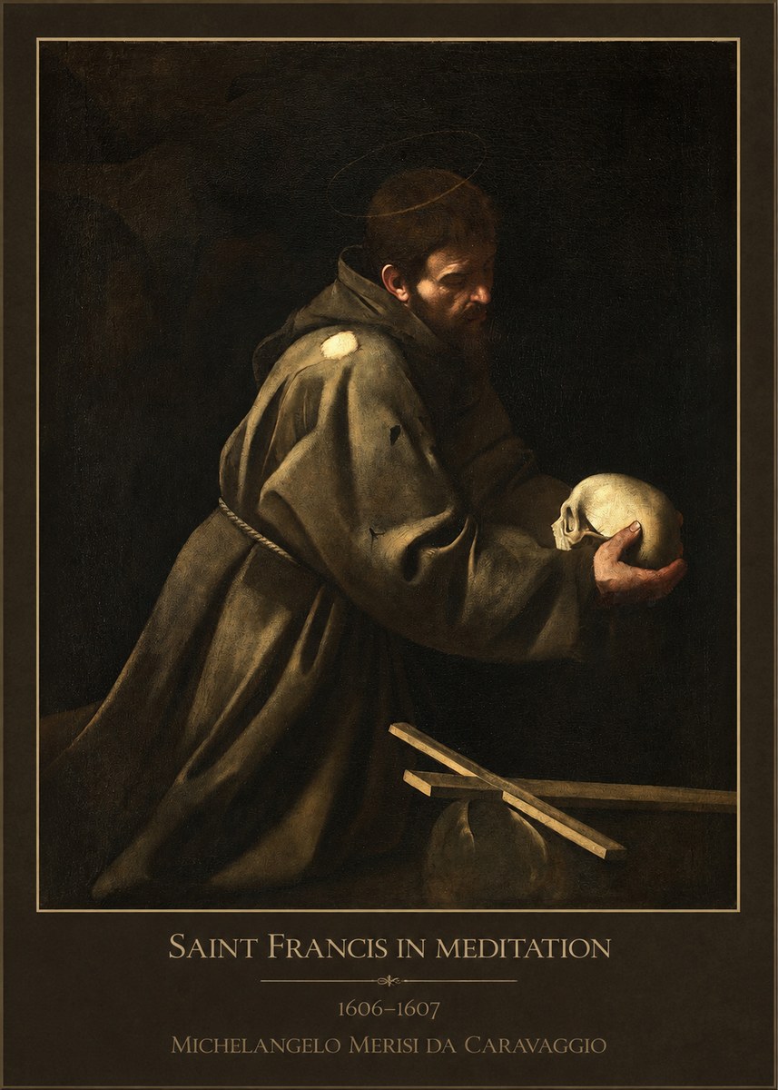 Michelangelo Merisi da Caravaggio Saint Francis in Meditation I No1 - Juliste