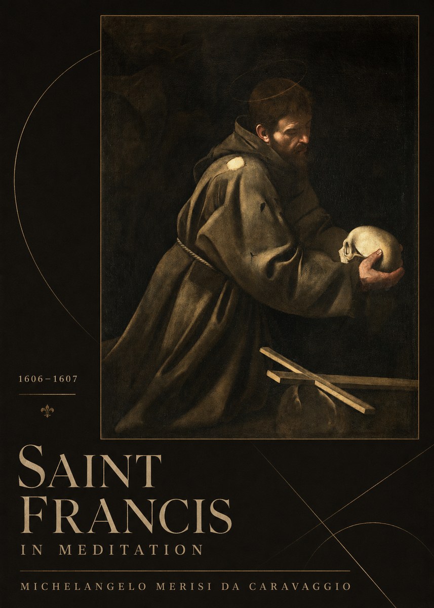 Michelangelo Merisi da Caravaggio Saint Francis in Meditation I No3 - Juliste