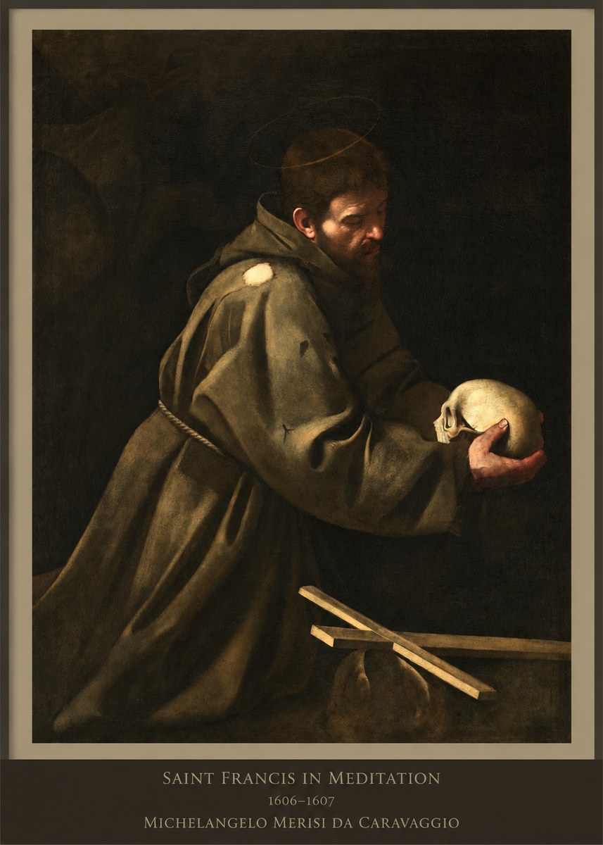 Michelangelo Merisi da Caravaggio Saint Francis in Meditation I No6 - Juliste