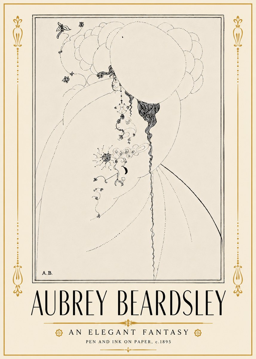 Aubrey Beardsley An Elegant Fantasy No5 - Juliste