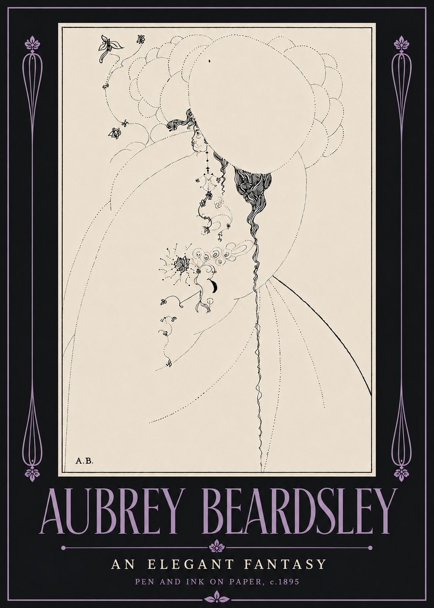 Aubrey Beardsley An Elegant Fantasy No6 - Juliste