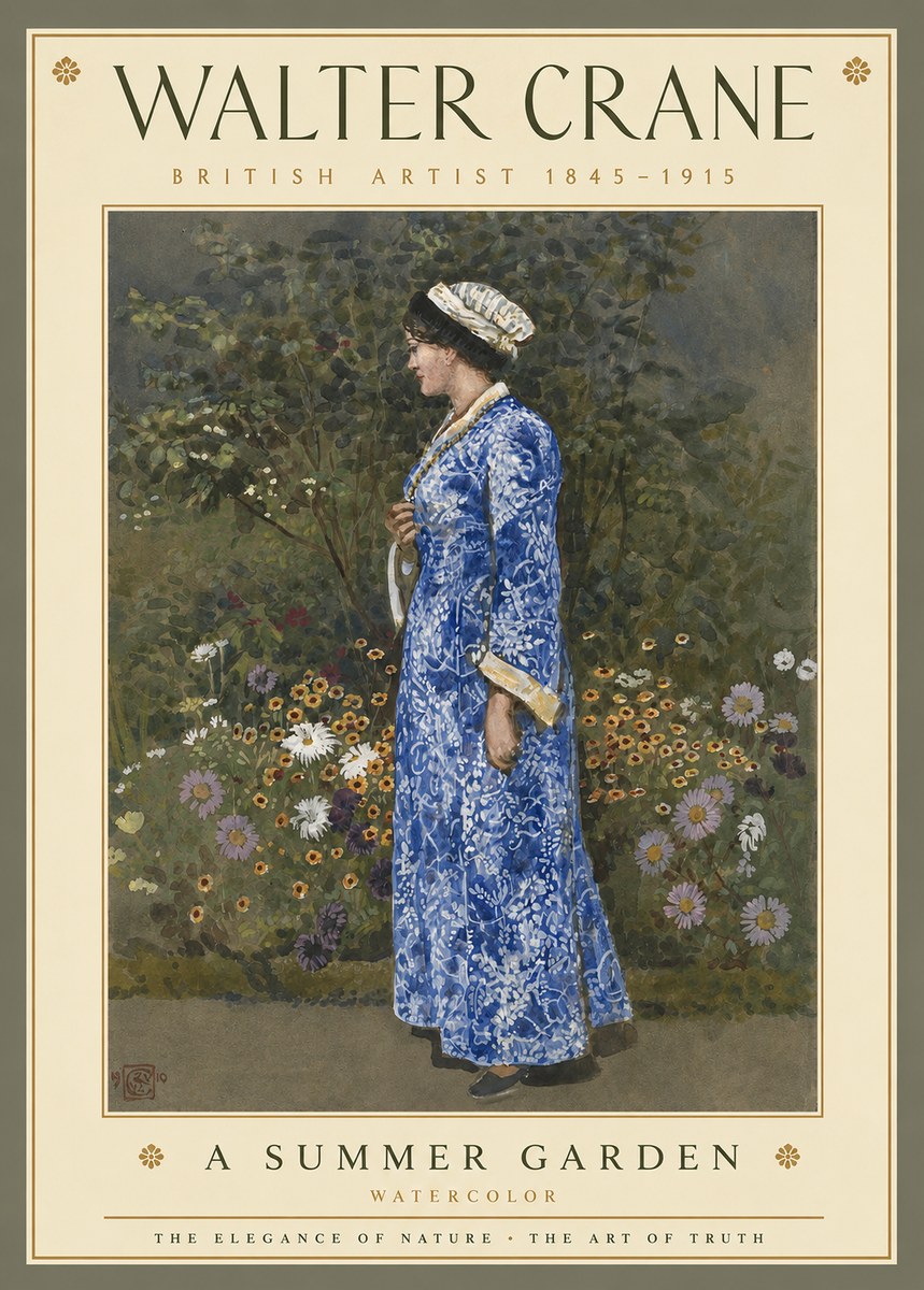 Walter Crane A Summer Garden No3 - Juliste