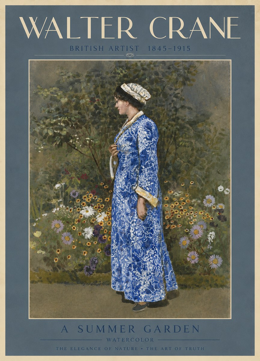 Walter Crane A Summer Garden No4 - Juliste