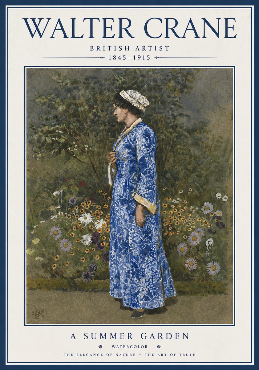 Walter Crane A Summer Garden No5 - Juliste