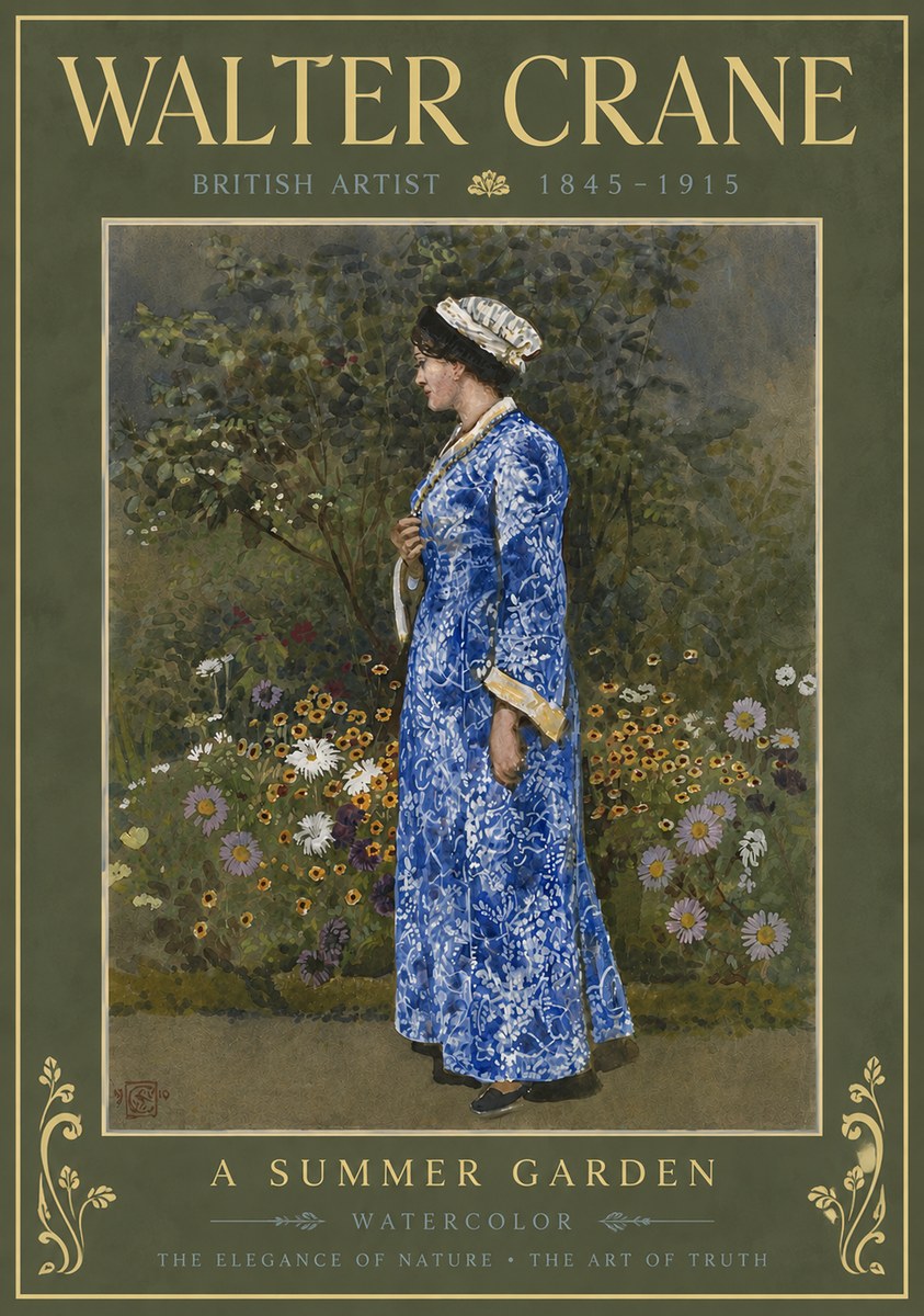 Walter Crane A Summer Garden No6 - Juliste