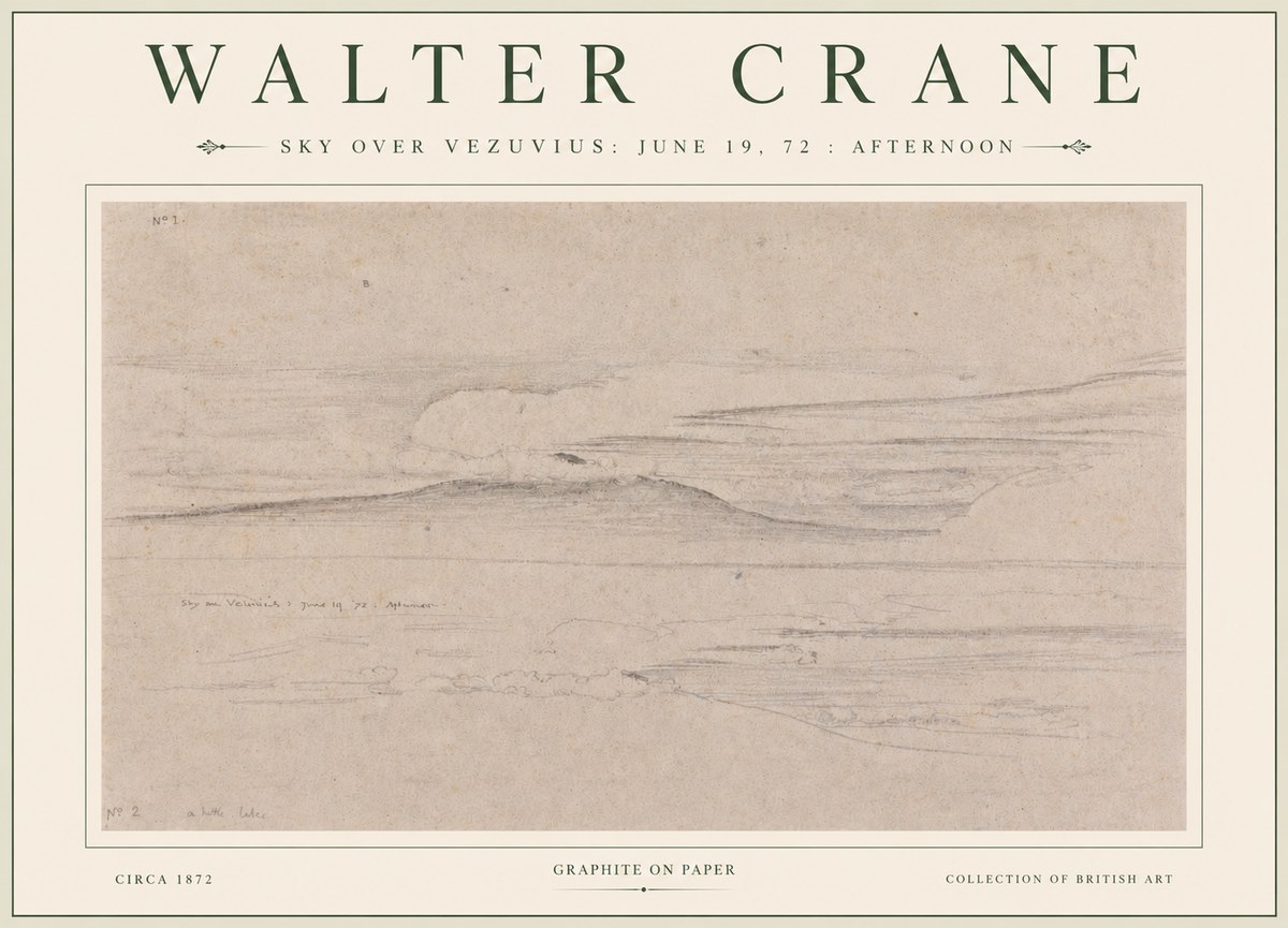 Walter Crane Sky over Vezuvius: June 19, 72 : Afternoon No3 - Juliste