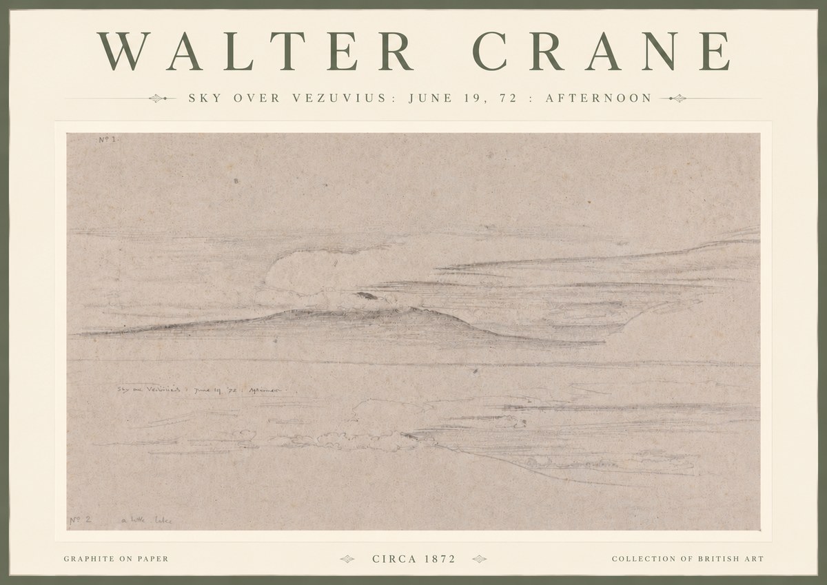Walter Crane Sky over Vezuvius: June 19, 72 : Afternoon No4 - Juliste