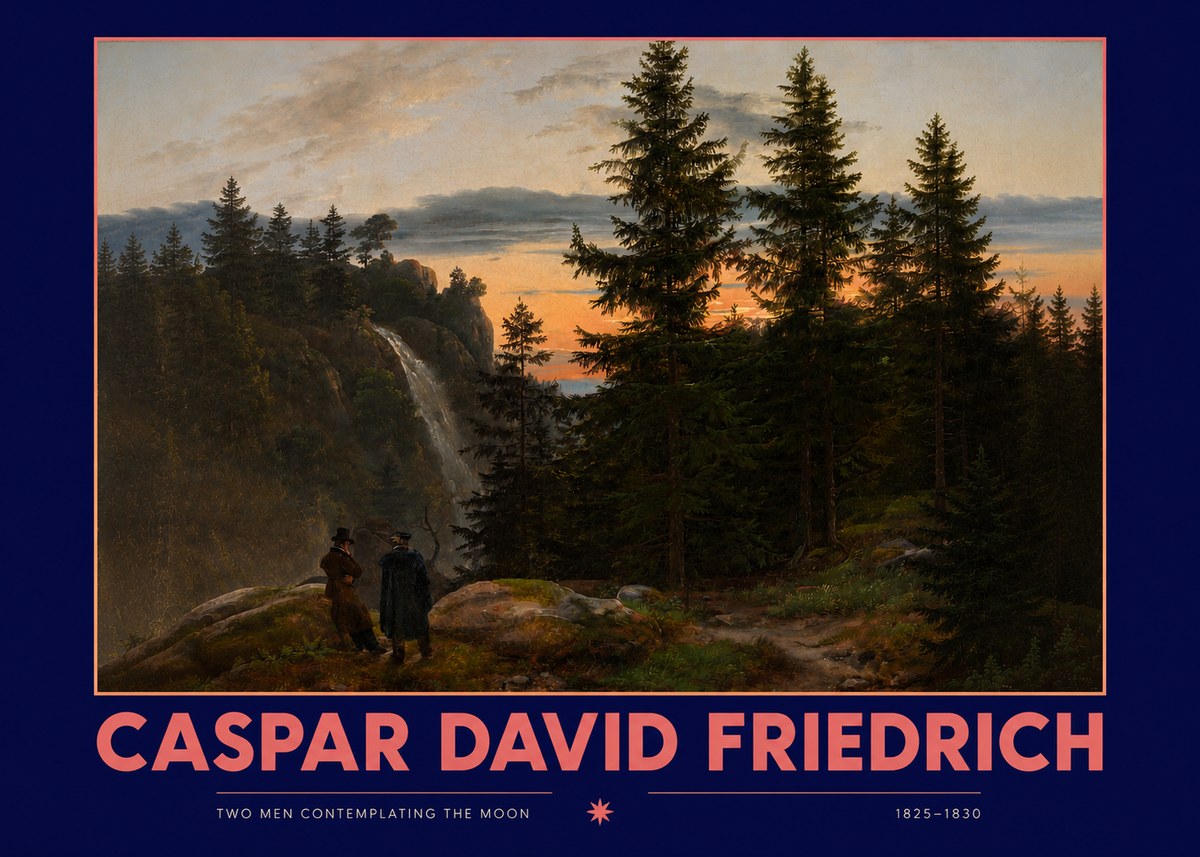 Caspar David Friedrich Two Men Contemplating the Moon I No2 - Juliste
