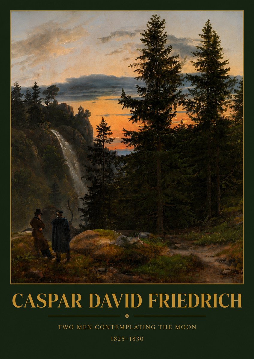 Caspar David Friedrich Two Men Contemplating the Moon I No4 - Juliste