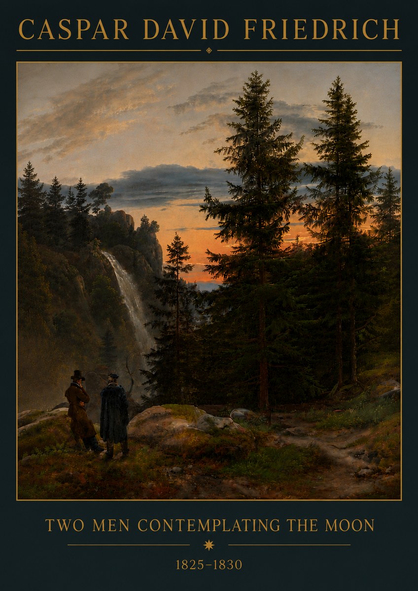 Caspar David Friedrich Two Men Contemplating the Moon I No6 - Juliste