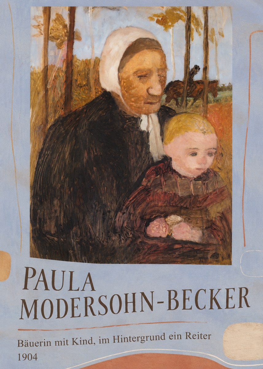 Paula Modersohn-Becker Bäuerin Mit Kind, Im Hintergrund Ein Reiter No3 - Juliste