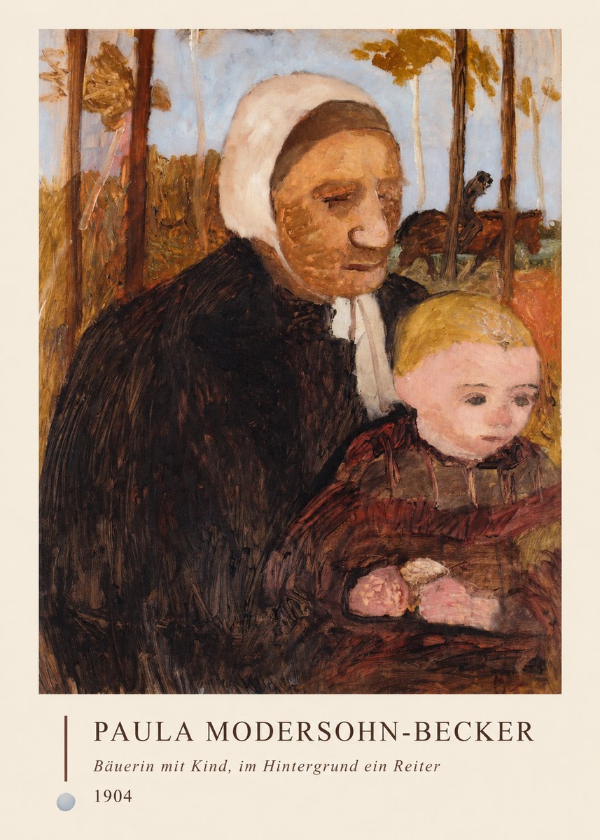Paula Modersohn-Becker Bäuerin Mit Kind, Im Hintergrund Ein Reiter No4 - Juliste