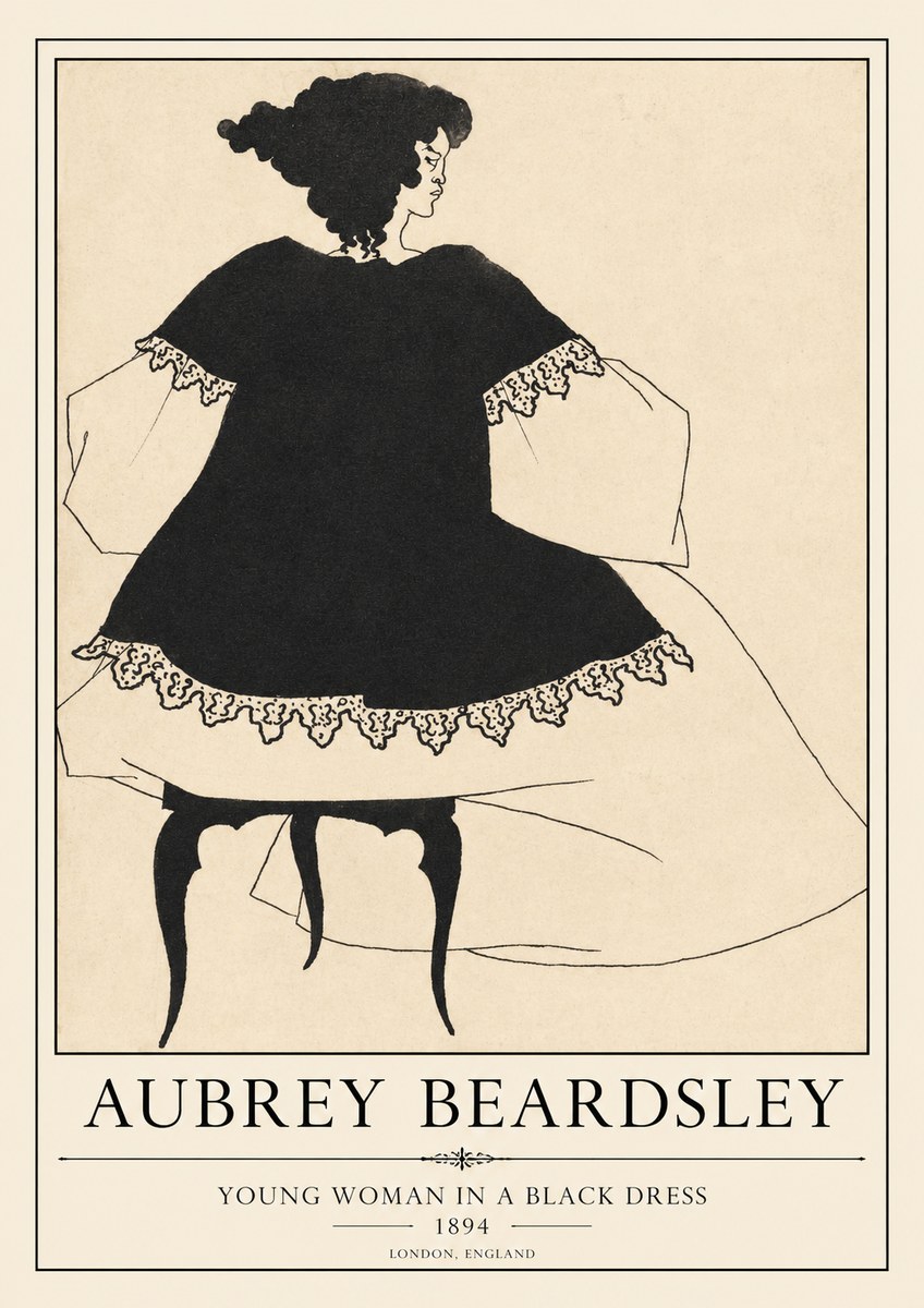 Aubrey Beardsley Woman in a Dress No2 - Juliste