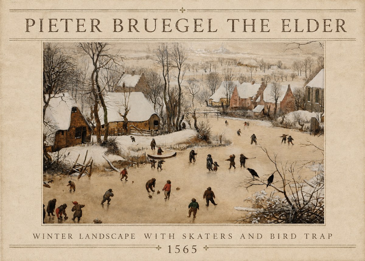 Pieter Bruegel Winter Landscape with Skaters and Bird Trap No4 - Juliste