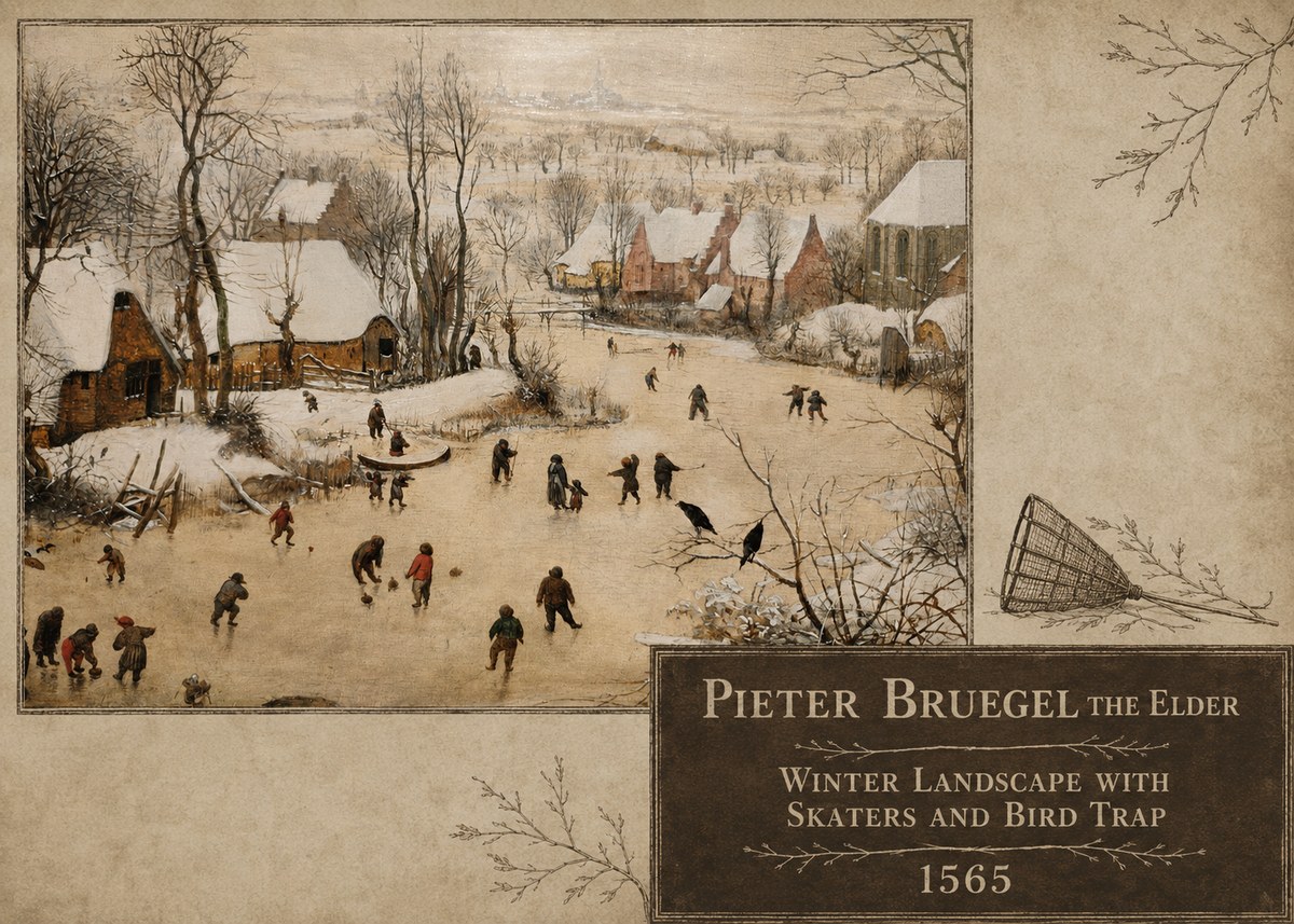 Pieter Bruegel Winter Landscape with Skaters and Bird Trap No5 - Juliste