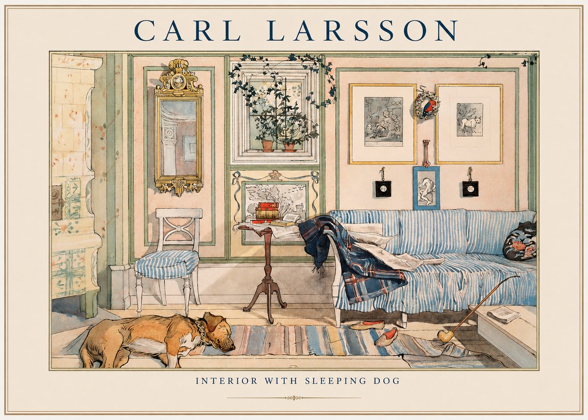 Carl Larsson Interior with Sleeping Dog No1 - Juliste