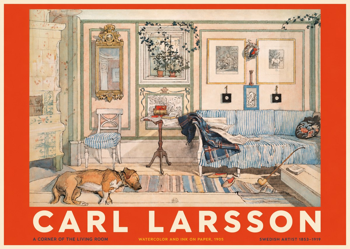 Carl Larsson Interior with Sleeping Dog No5 - Juliste