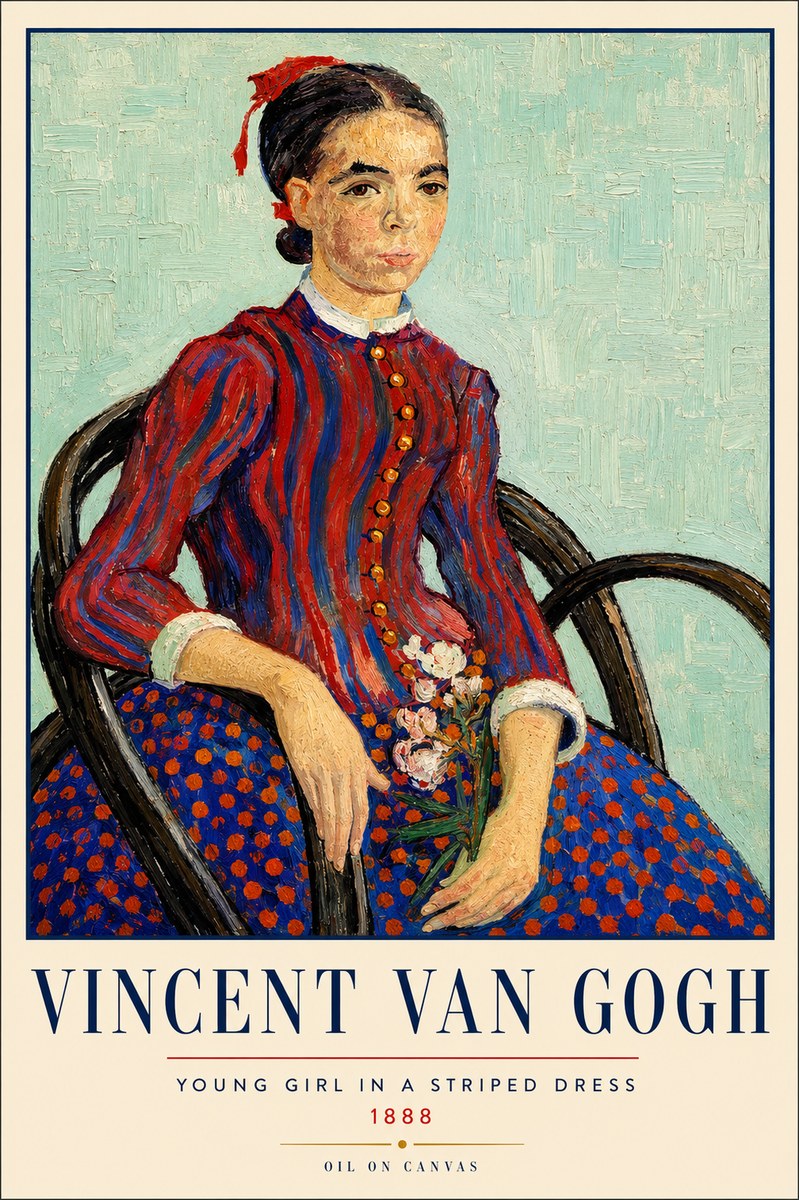 Van Gogh Young Girl in a Striped Dress, 1888 No3 - Juliste