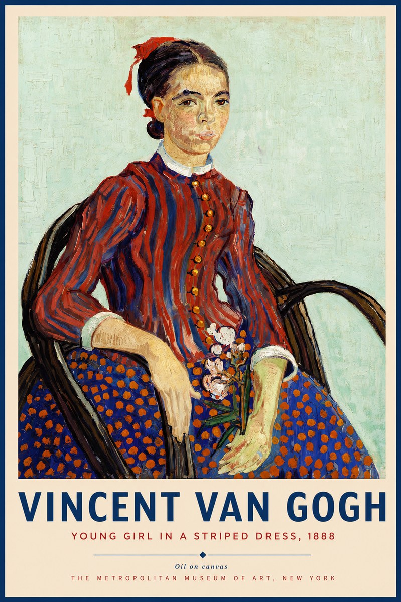 Van Gogh Young Girl in a Striped Dress, 1888 No4 - Juliste