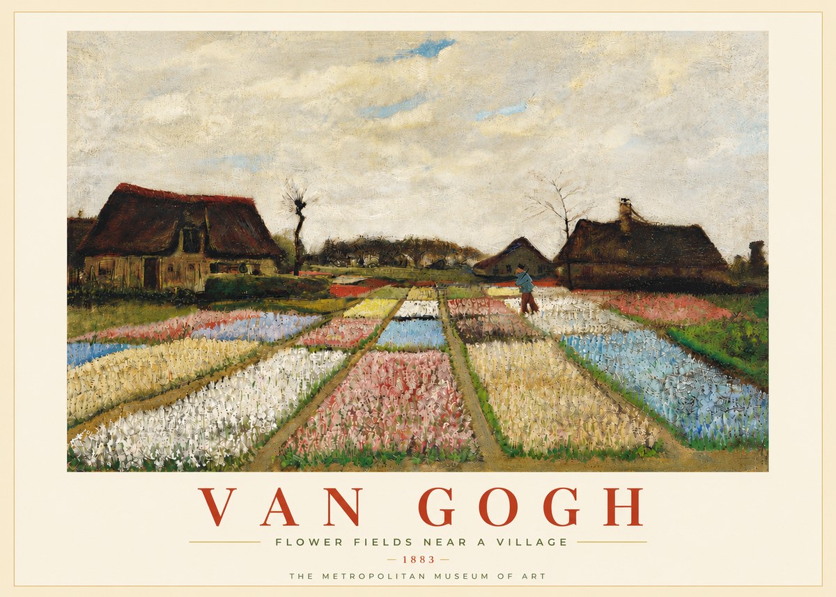Van Gogh Flower Fields Near a Village No5 - Juliste