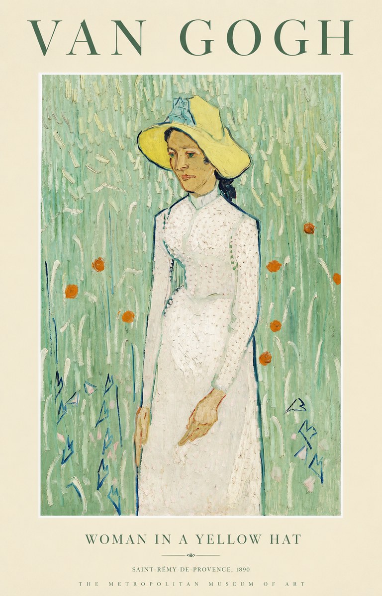 Van Gogh Woman in a Yellow Hat No1 - Juliste