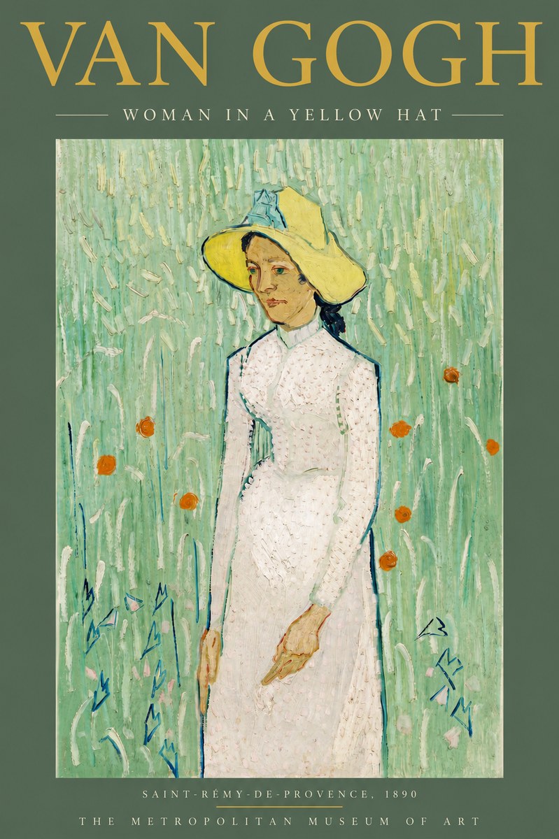 Van Gogh Woman in a Yellow Hat No4 - Juliste