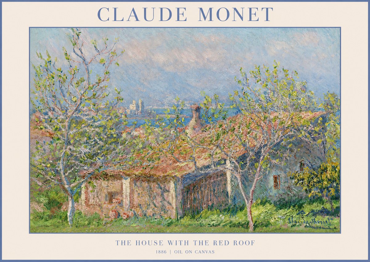 Monet The House with the Red Roof No1 - Juliste