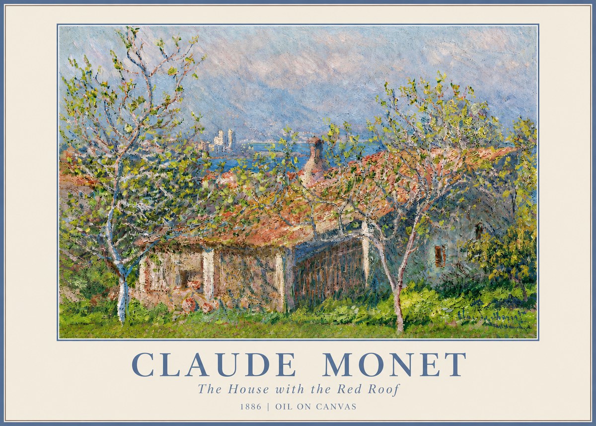 Monet The House with the Red Roof No3 - Juliste