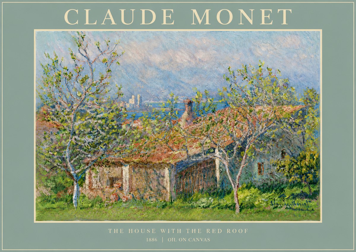 Monet The House with the Red Roof No4 - Juliste