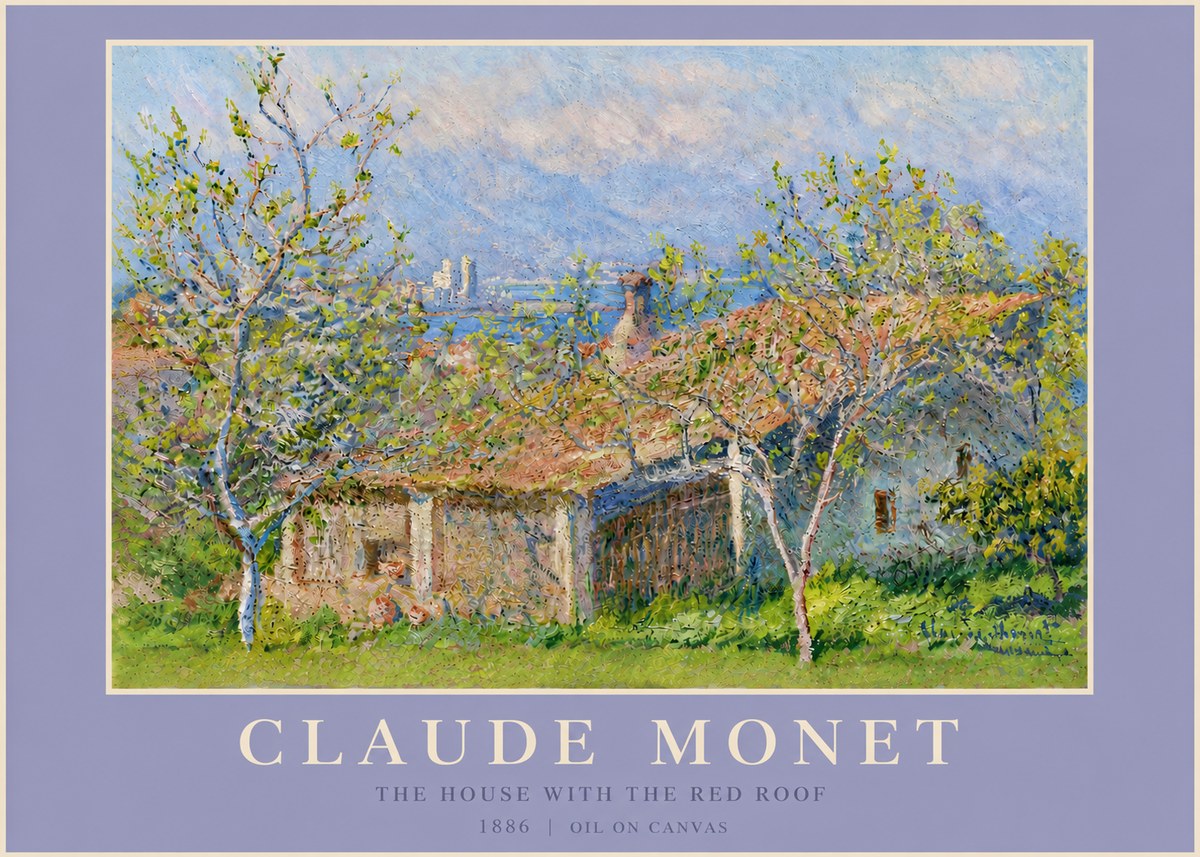 Monet The House with the Red Roof No5 - Juliste