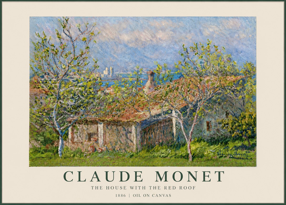 Monet The House with the Red Roof No6 - Juliste