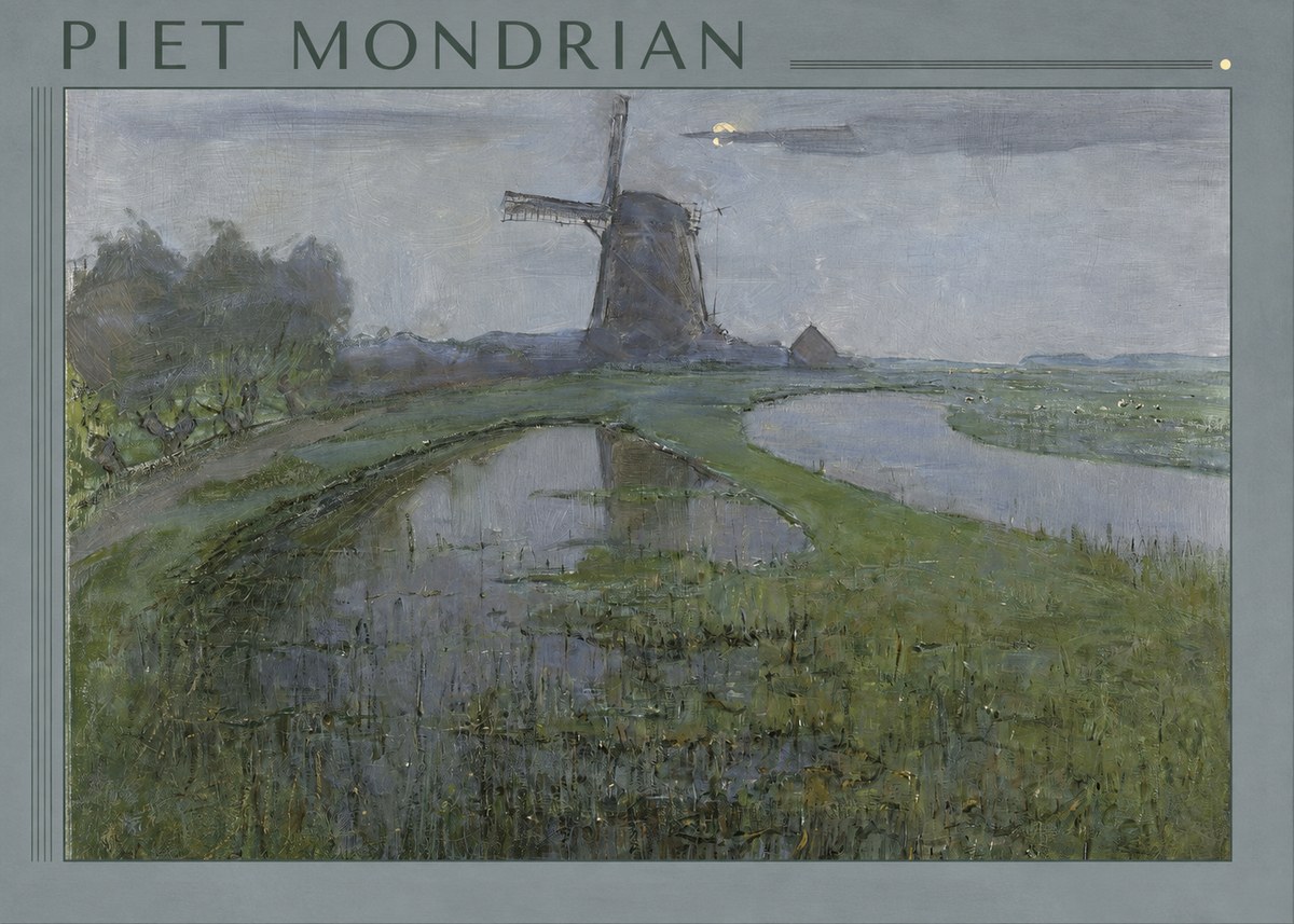 Piet Mondrian Windmill by the Water II No1 - Juliste