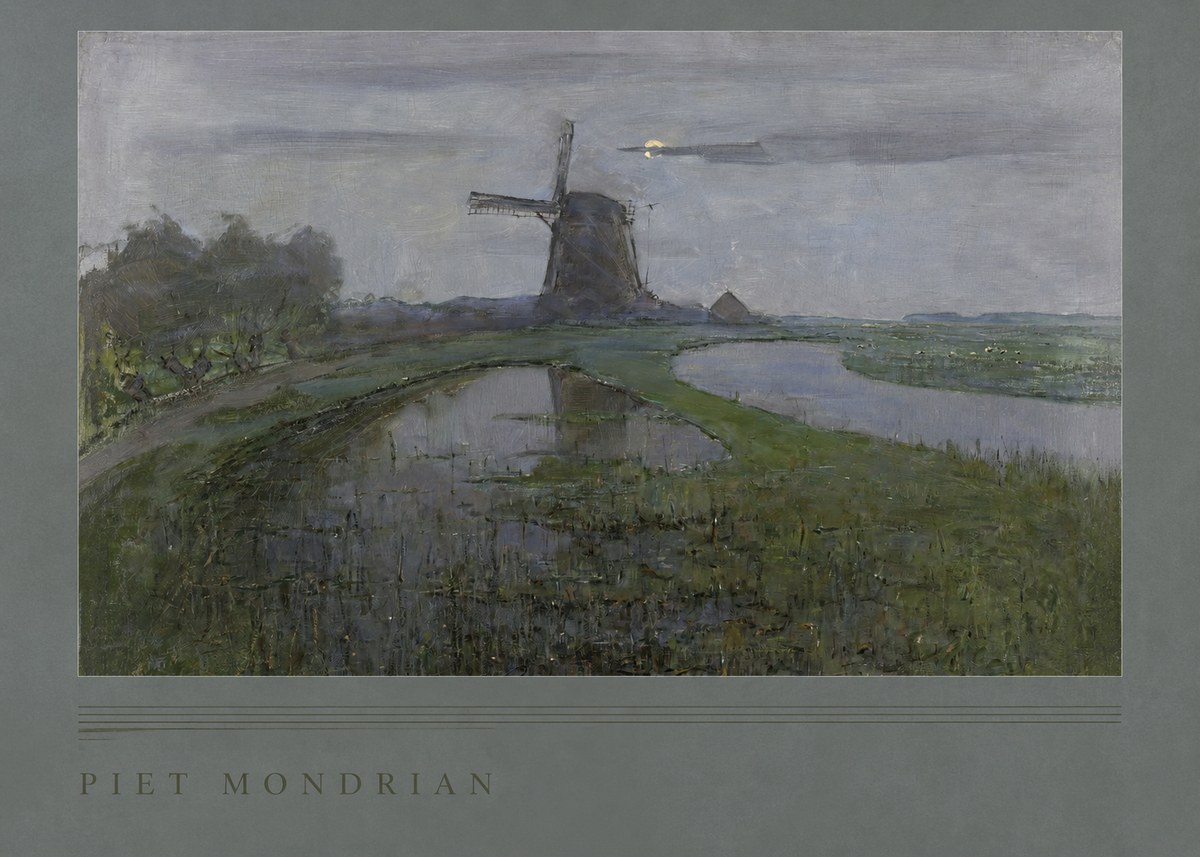 Piet Mondrian Windmill by the Water II No2 - Juliste