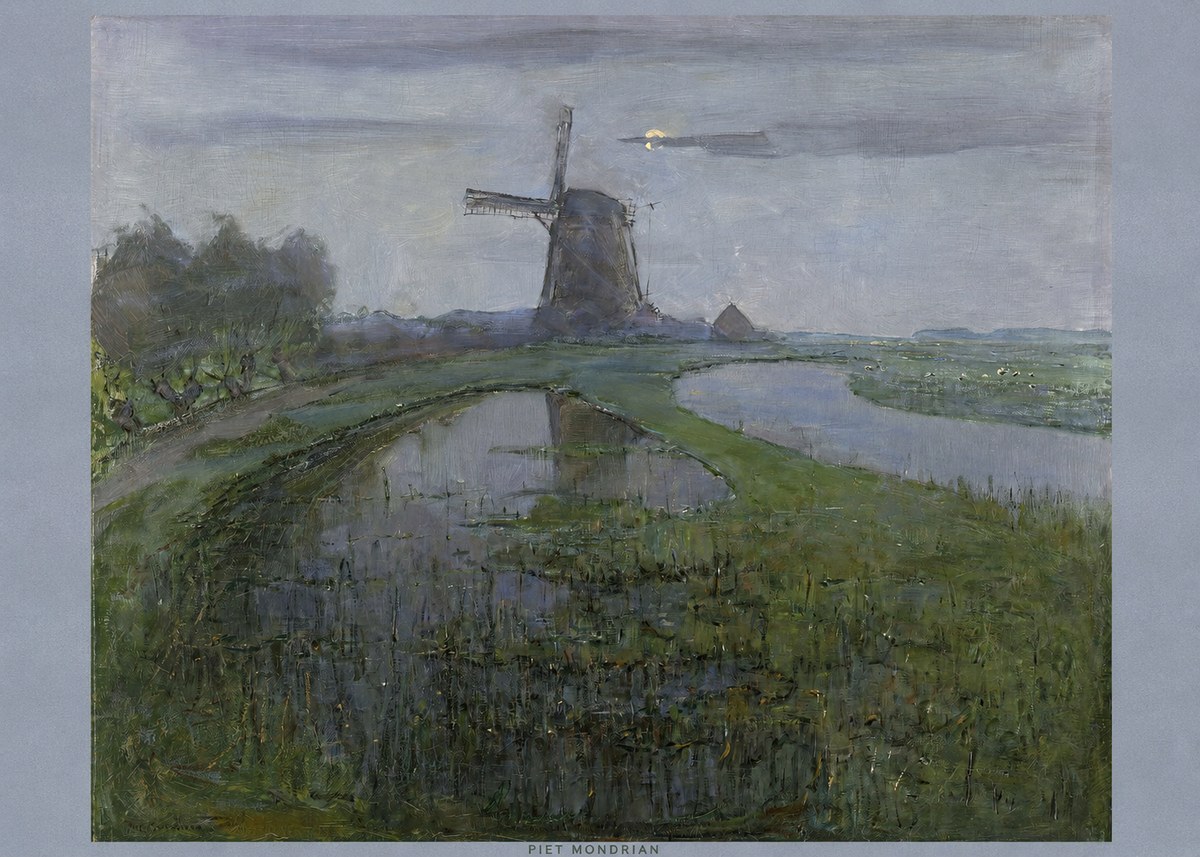 Piet Mondrian Windmill by the Water II No6 - Juliste