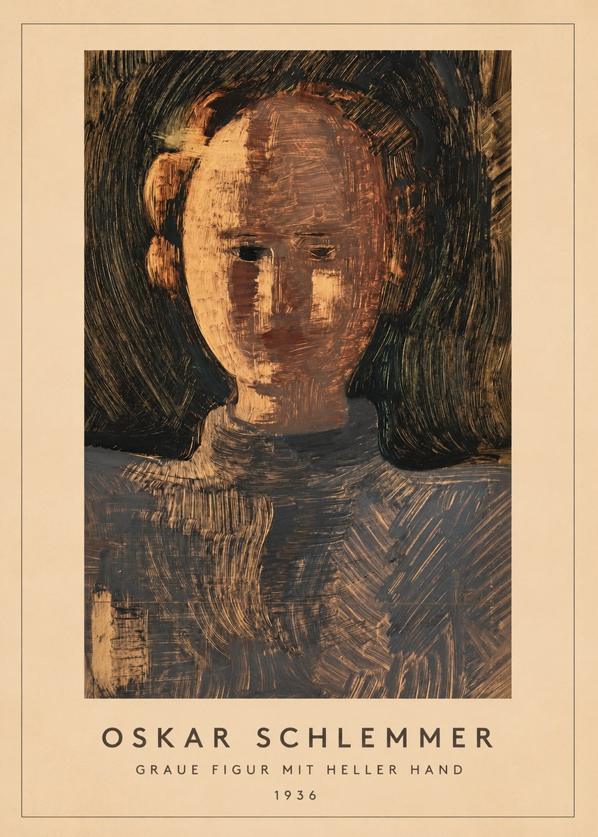 Oskar Schlemmer Graue Figur Mit Heller Hand No3 - Juliste