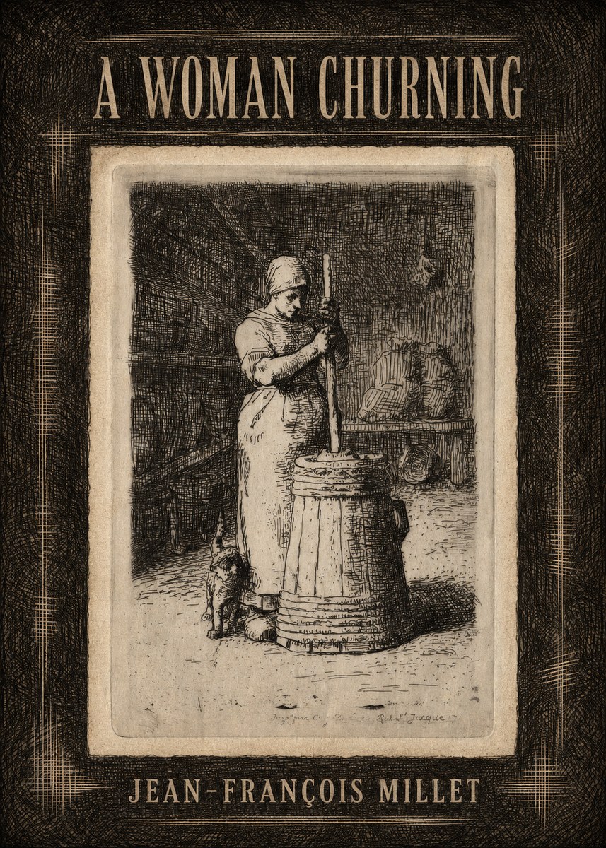 Jean-François Millet A Woman Churning No4 - Juliste