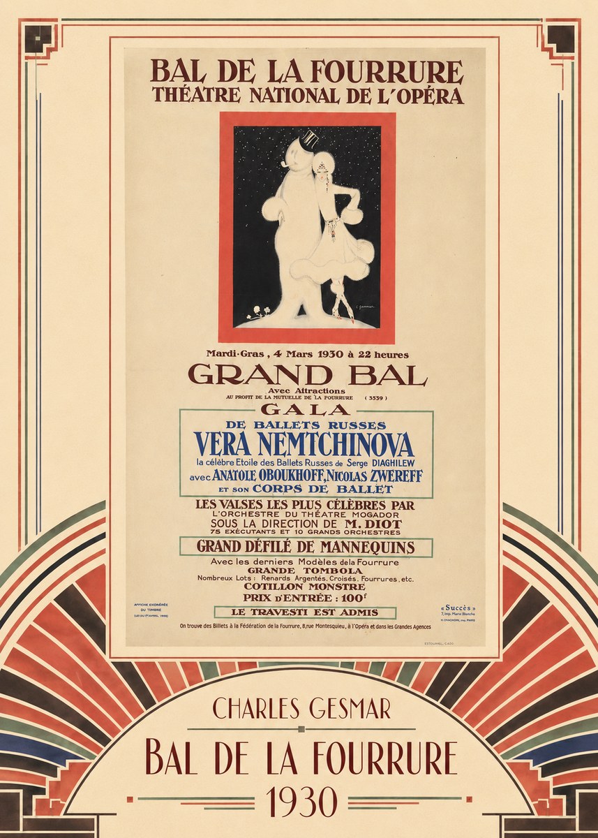 Charles Gesmar Bal De La Fourrure Théâtre National De L'opéra No3 - Juliste