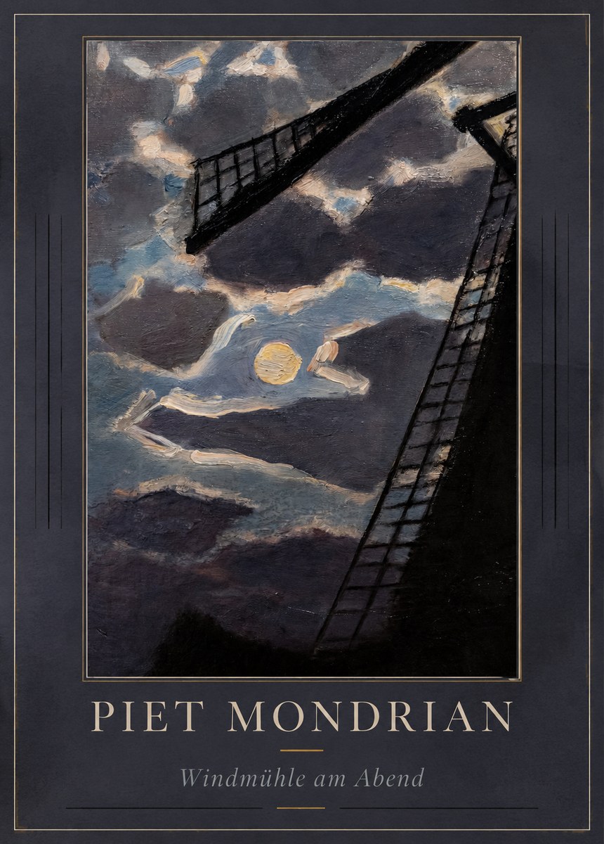 Piet Mondrian Windmühle Am Abend II No1 - Juliste